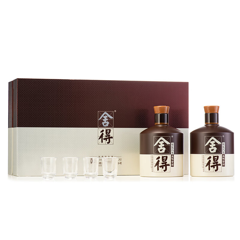 舍得 品味舍得52度600mL*2礼盒装 浓香型白酒(4个酒杯)