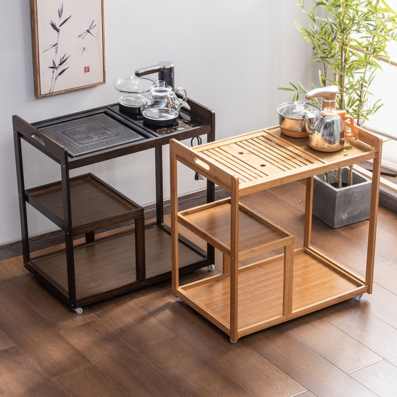 古达移动茶台简易茶几小型茶桌家用茶架功夫茶具烧水壶一体木泡茶车