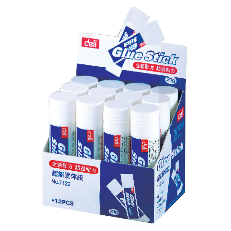 得力(deli)7122胶水 21g 固体胶棒PVP胶棒 无甲醛 粘性好 12支装