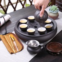 紫砂陶瓷茶具套装 功夫茶具 茶盘茶壶盖碗茶杯家用简约迷你小茶具多色生活日用家庭清洁生活日用家居器皿水具/水杯