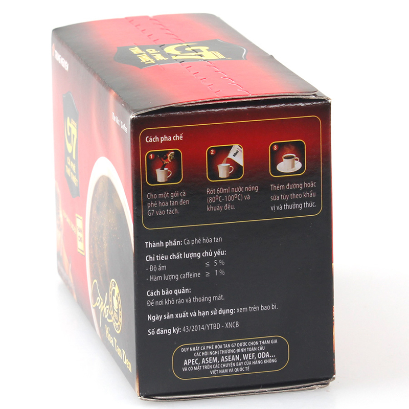 原装越南进口中原G7 coffee黑咖啡无奶特浓速溶纯黑苦咖啡30g*3盒袋装