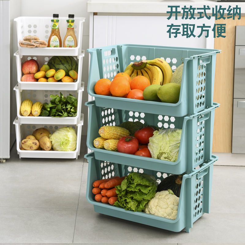 厨房蔬菜落地置物架多层多功能菜架子放水果收纳筐货用品家用大全 翡翠绿中号2层