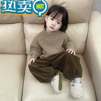 绿彩虹光气质男女童复古森系半高领毛衣儿童宝宝秋冬加厚毛线衣套头针织衫