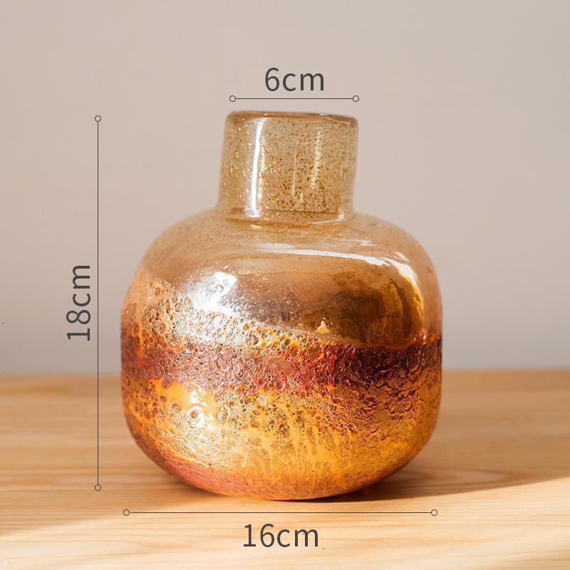 美帮汇炎颜玻璃花瓶花器皿手工艺术气泡餐桌面插花软装饰摆件现代 炎颜(小号)玻璃瓶