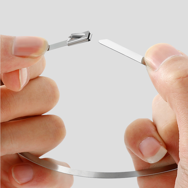 鸿启纳 304不锈钢扎带金属强力卡扣自锁式收紧23122502 4.6mm*150mm (100根/包)高清大图