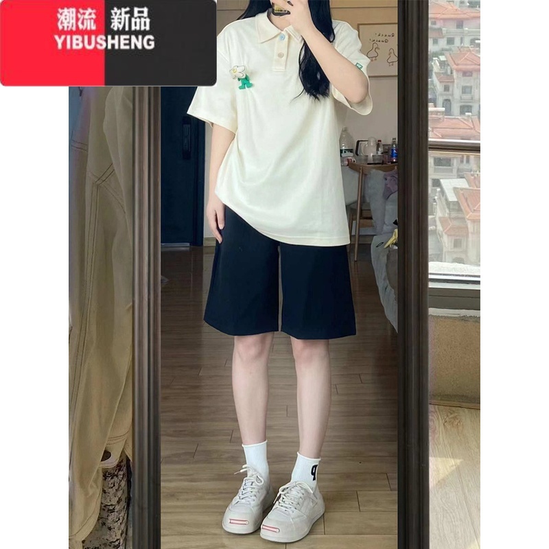 YIBUSHENG适合胯大腿粗黑色西装短裤女季胖妹妹mm高腰显瘦阔腿五分休闲裤高清大图