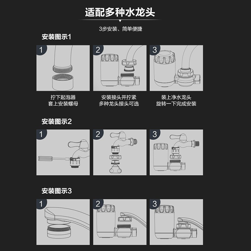 安吉尔水龙头净水器滤水器 自来水过滤器 5重强效过滤 简易安装LT2921-C120 一机一芯[除氯]