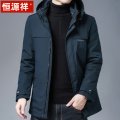恒源祥男士棉服中长款加厚加绒棉衣冬季中老年棉袄衣服男爸爸衣源