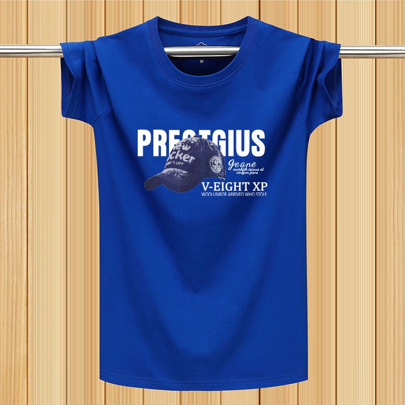 南极人纯棉t恤男士潮流短袖圆领印花休闲T恤半袖打底衫ins L建议125-140 牛仔帽宝蓝色