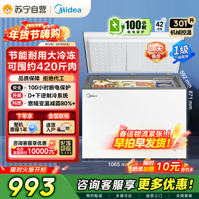 美的冷柜BD/BC-301KM(E)白色