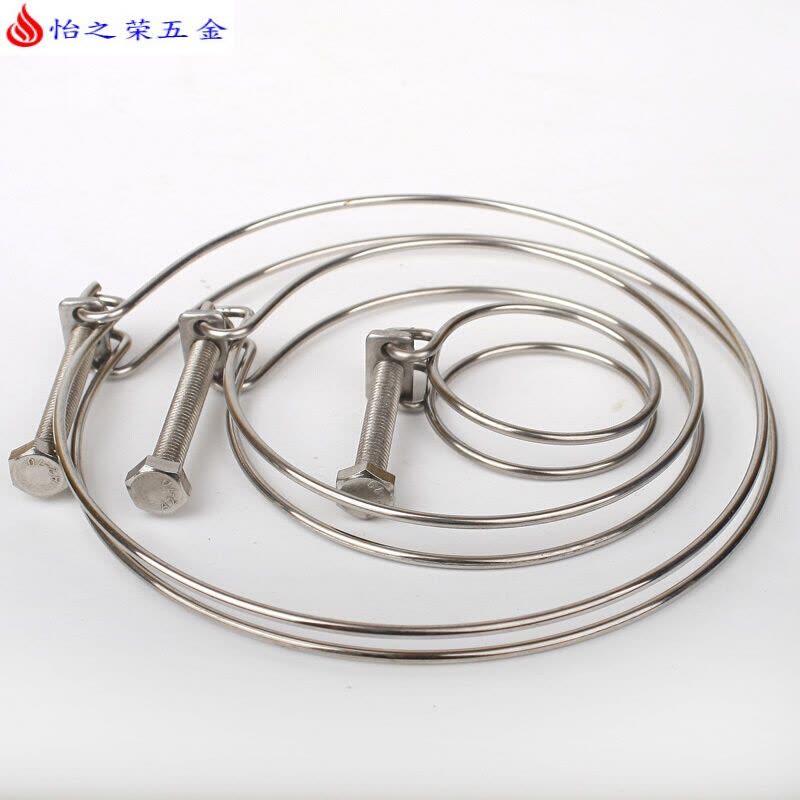 1-6寸不锈钢钢丝箍双钢丝卡箍管夹喉箍管卡卡子水管农用水带管箍 2寸(50mm)不锈钢丝卡图片