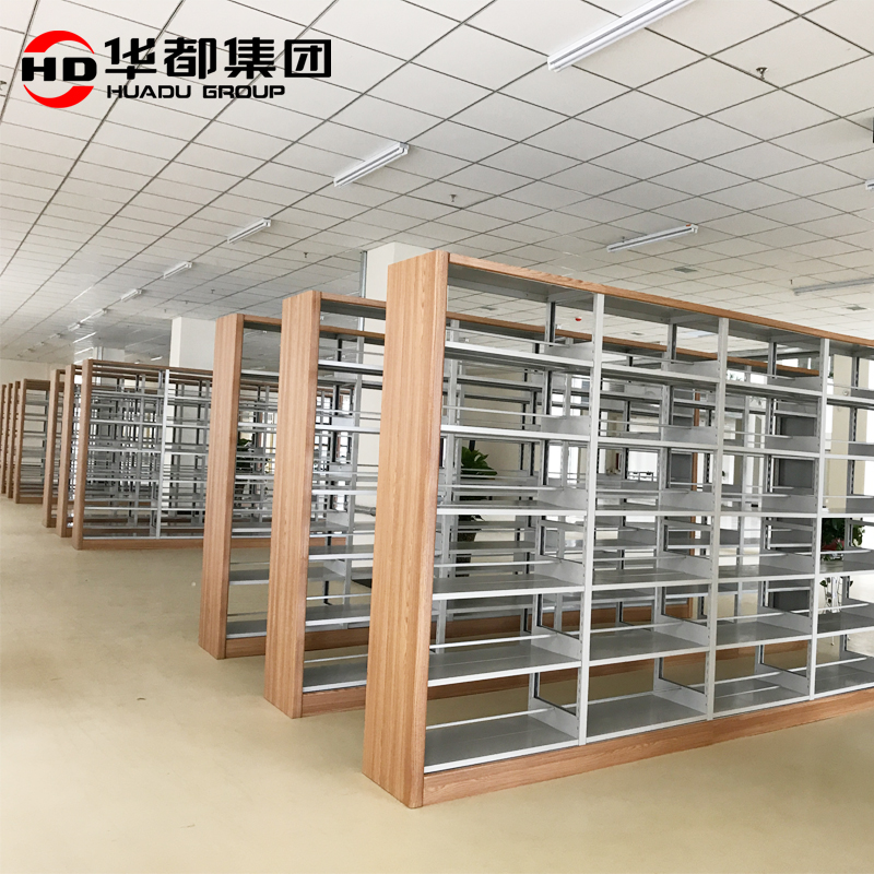 华都HDS-53 转印复塑书架华都钢木书架置物架木护板书柜文件架档案架靠墙展示架图书馆客厅书房高清大图