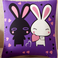 胡夫家纺(HUFU)D4126棉麻黑白兔抱枕被 2个