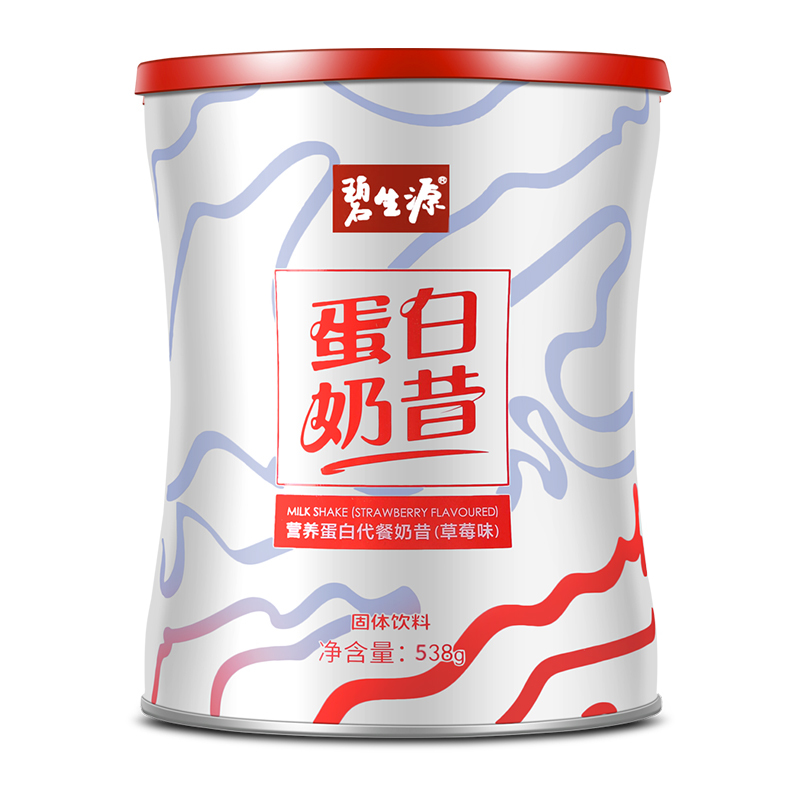 碧生源 蛋白代餐奶昔男女饱腹代餐粉 营养膳食纤维粉 538g/罐(草莓味)