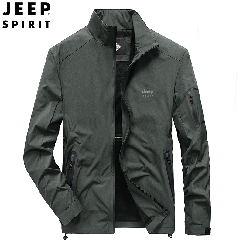 JEEP SPIRIT吉普春秋新款男士夹克户外立领速干防风外套微弹简约百搭户外上衣