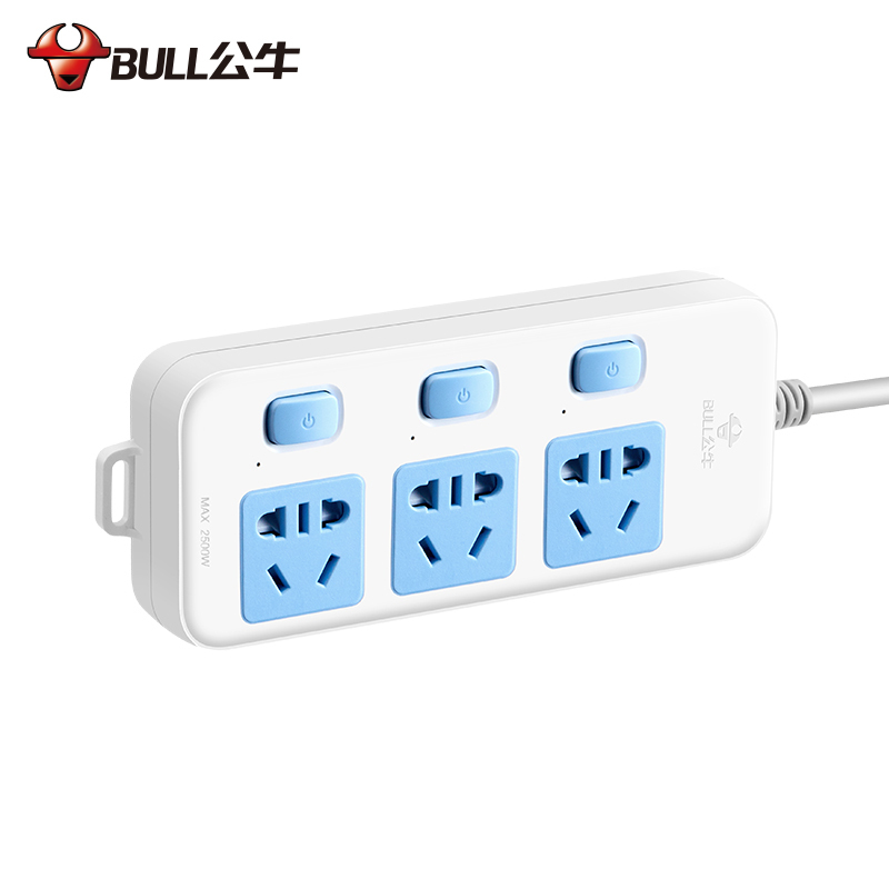 公牛(BULL) GN-314插座 带保护门 独立开关接线板/排插/电源插/板拖线/新国标 全长1.8米