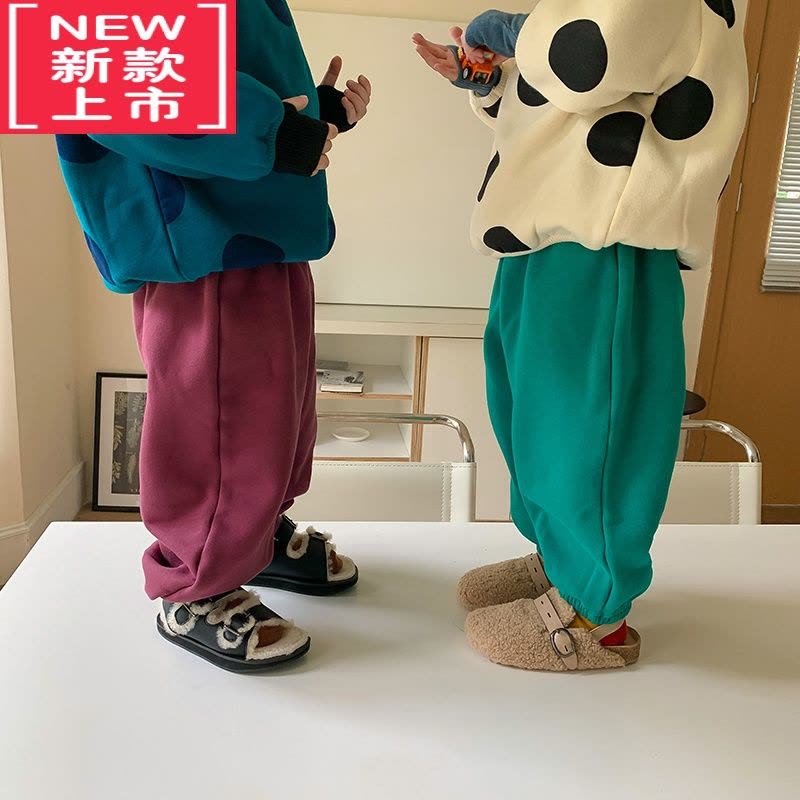 可莉允韩版宝宝冬款男女童字母休闲灯笼裤幼儿园宽松保暖长裤2022保暖裤图片