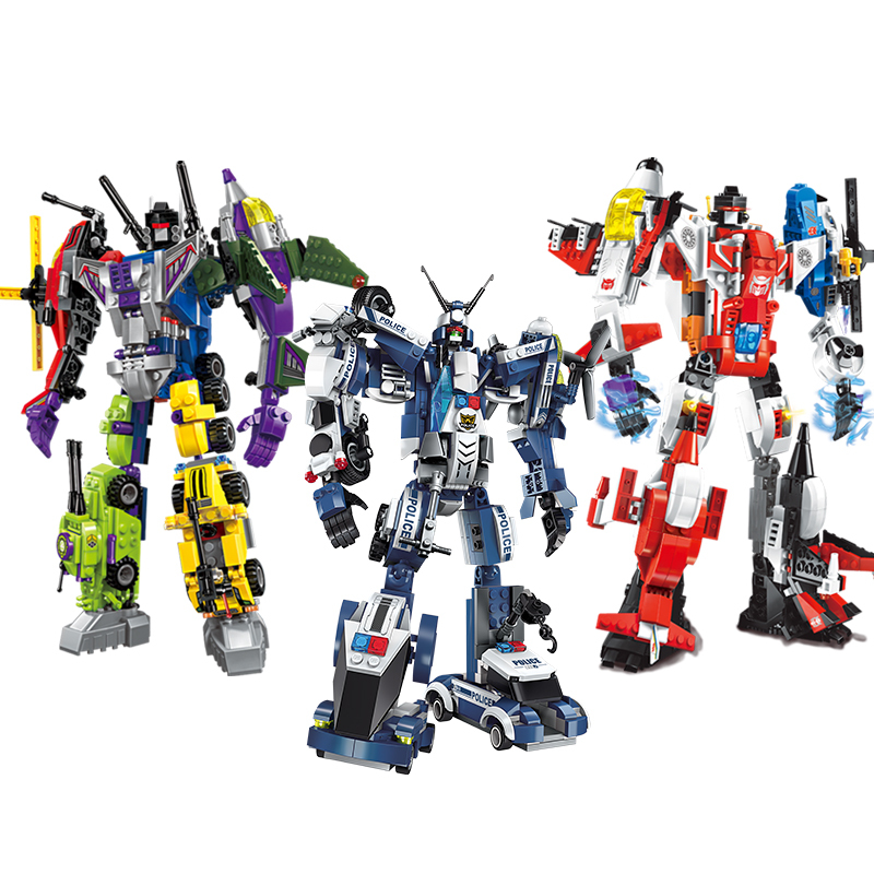 启蒙男孩玩具宝宝拼装积木毁灭者战神36岁六合一变形机器人六合一毁灭