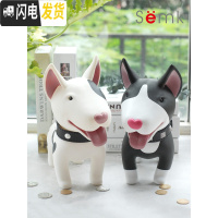 三维工匠狗狗存钱罐纸币硬币两用可取防摔创意小狗储蓄罐生日男孩女孩 黑猫Gentle(高约20cm)