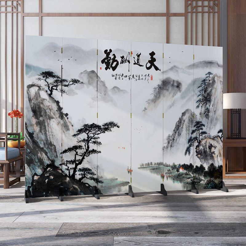 中式屏风卧室遮挡家用装饰隔断墙客厅酒店办公室折叠移动双面折屏 5扇防透（1.8米高*2米宽）