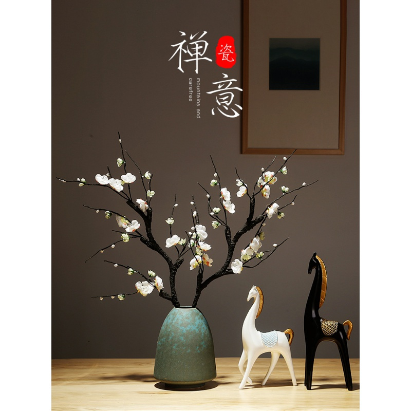 景德镇陶瓷器花瓶新中式餐桌子工艺品客厅插花电视柜干花装饰摆件