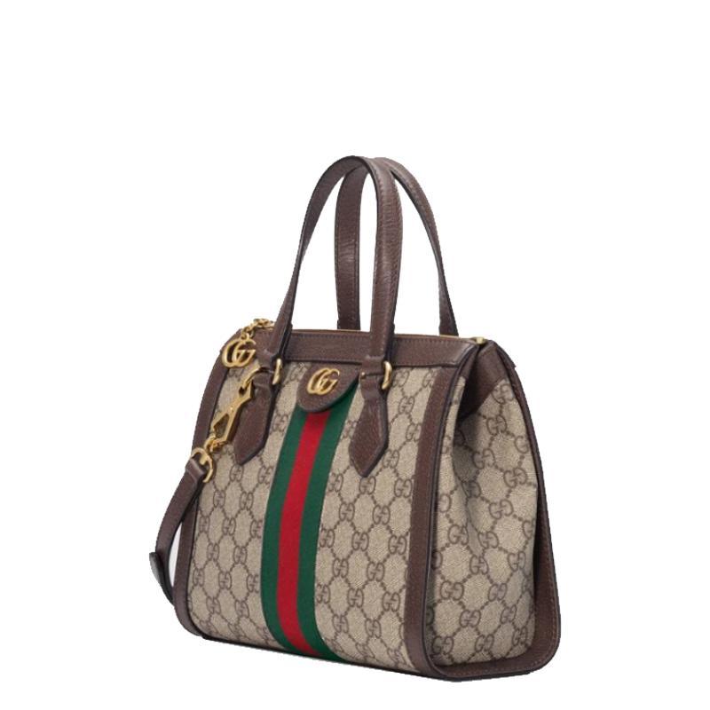 [直营]古驰(GUCCI)Ophidia系列小号双G红绿条复古购物袋女士拉链款单肩包斜挎包 女包