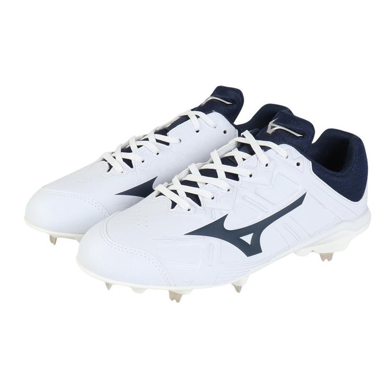 美津浓(Mizuno)男棒球鞋轻量宽楦透气防刺耐磨强抓地力稳固支撑户 White_×_Navy 43