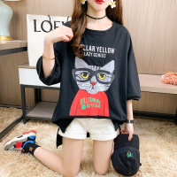 幂凝2020年夏季卡通短袖t恤女春装韩版新款宽松体恤上衣五分袖ins潮牌