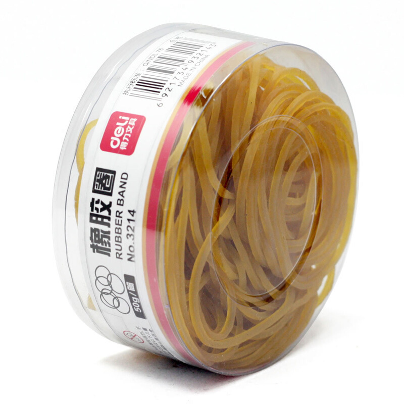 得力3214乳胶圈 50g/筒 橡皮筋牛皮筋乳 办公手工橡胶圈 皮筋 发饰圈橡胶圈 3筒价HB