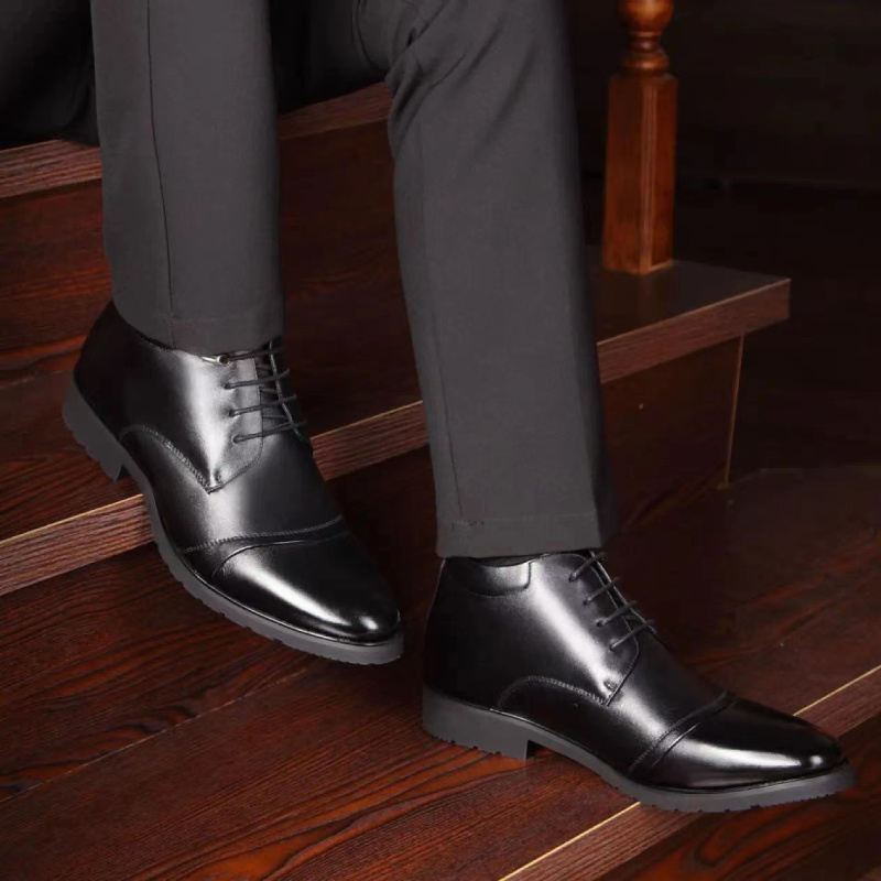 冬季男士皮鞋真皮休闲高帮正装皮鞋商务英伦牛皮保暖棉皮鞋棉靴