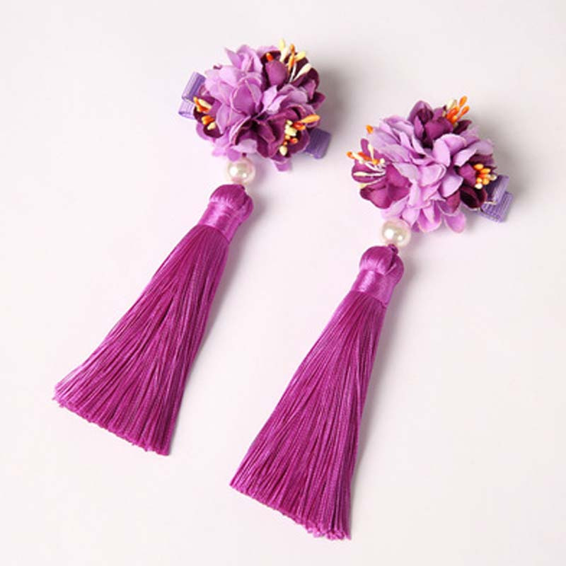 儿童格格头饰品发夹女童毛球发饰流苏宝宝唐装古代头花简约小清新小