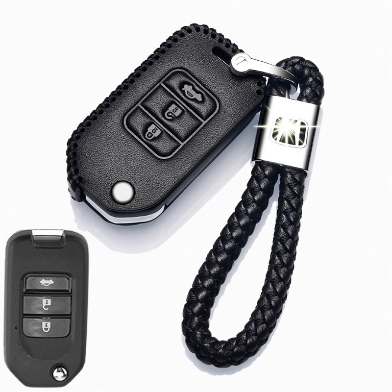 【补贴10%】十代思域钥匙套2021款东风本田雅阁专用真皮19款10代雅阁钥匙包扣汽车钥匙包 本田G款黑色+绳（插入式启动三键）