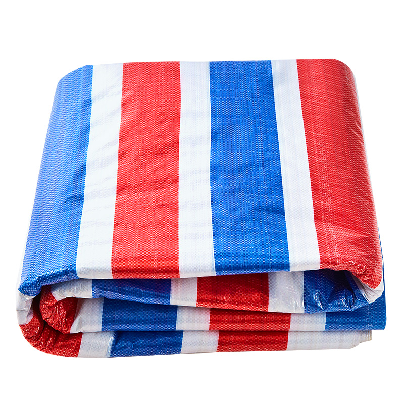 彩条布 塑料布 三色布防水布防晒加厚防雨布户外装修遮阳布隔热雨棚花