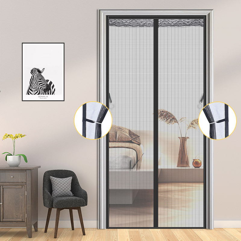 添福运 夏季防蚊门帘魔术贴防蚊门帘玻璃纤维网纱磁性纱门夏季纱窗隔断自吸磁铁免打孔加密玻璃纤维网纱纱窗防火阻燃防腐防潮高清大图