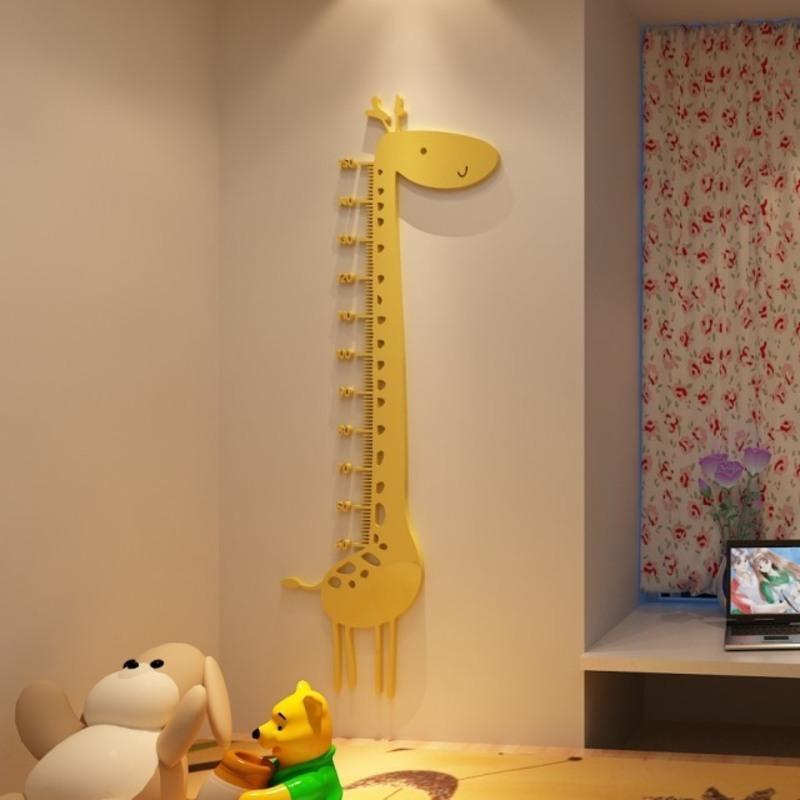 长颈鹿亚克力3d水晶立体墙贴身高贴儿童房宝宝量高贴画创意量高贴 红色 长颈鹿 大