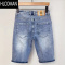 HLCOMAN欧洲站牛仔短裤男士夏季潮牌印花刺绣五分裤潮流修身休闲弹力中裤
