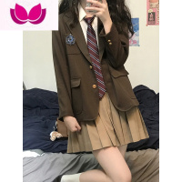 七斓日系学院风JK西装外套正版制服女学生校供感西服套装全套 S 茶色西装送徽章