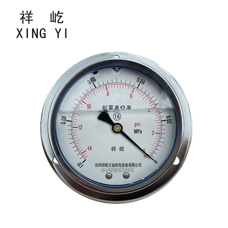 祥屹 耐震真空压力表轴向带边 YTN100ZT -0.1-0Mpa 块高清大图