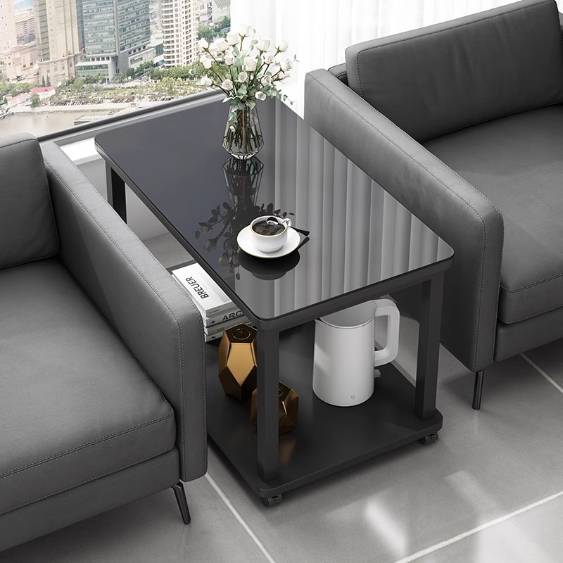 茶几沙发边几客厅家用小户型移动小桌子简约现代钢化玻璃阳台茶桌高清大图
