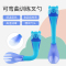 开优米(Kiuimi)儿童硅胶软勺宝弯曲练习叉勺感温儿童餐具婴儿辅食勺 普通款粉色