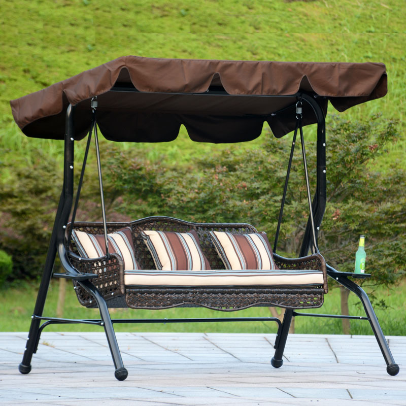 户外秋千吊椅庭院花园吊篮藤椅室外成人双人悬挂摇椅阳台铁艺秋千定制