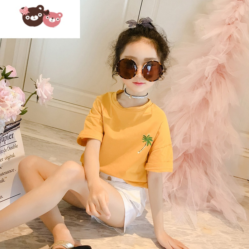 绿彩虹光女童短袖2020新款童装儿童t恤夏装打底衫中大童夏季上衣体恤T恤