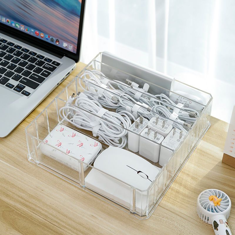 江辰乐特大8格数据线收纳送10条绑带数据线收纳盒分隔整理充电器理线