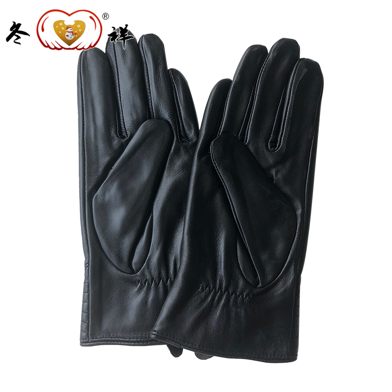 冬祥防寒手套A级羊皮面薄绒里蝴蝶结女款五指手套一副高清大图