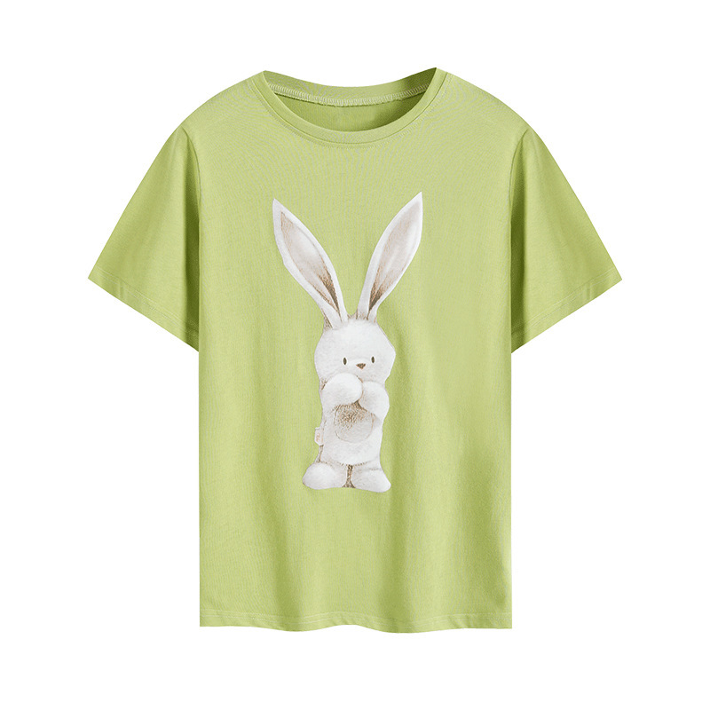 2019新款夏季韩版卡通小白兔短袖t恤女宽松可爱休闲体恤上衣