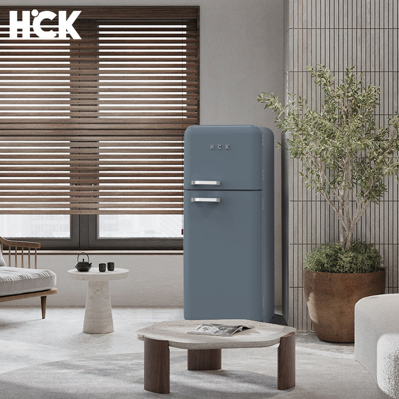 hck哈士奇bcd253ras侘寂风双门冰箱进口家用客厅小型大容量网红冷灰哑