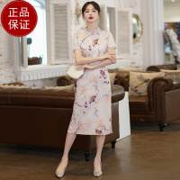 免费试穿国风旗袍中式淑女年轻2024夏季新款短袖旗袍中国风新中式连衣裙蕾丝旗袍女2024春夏新款小个子改良年轻款高端气质