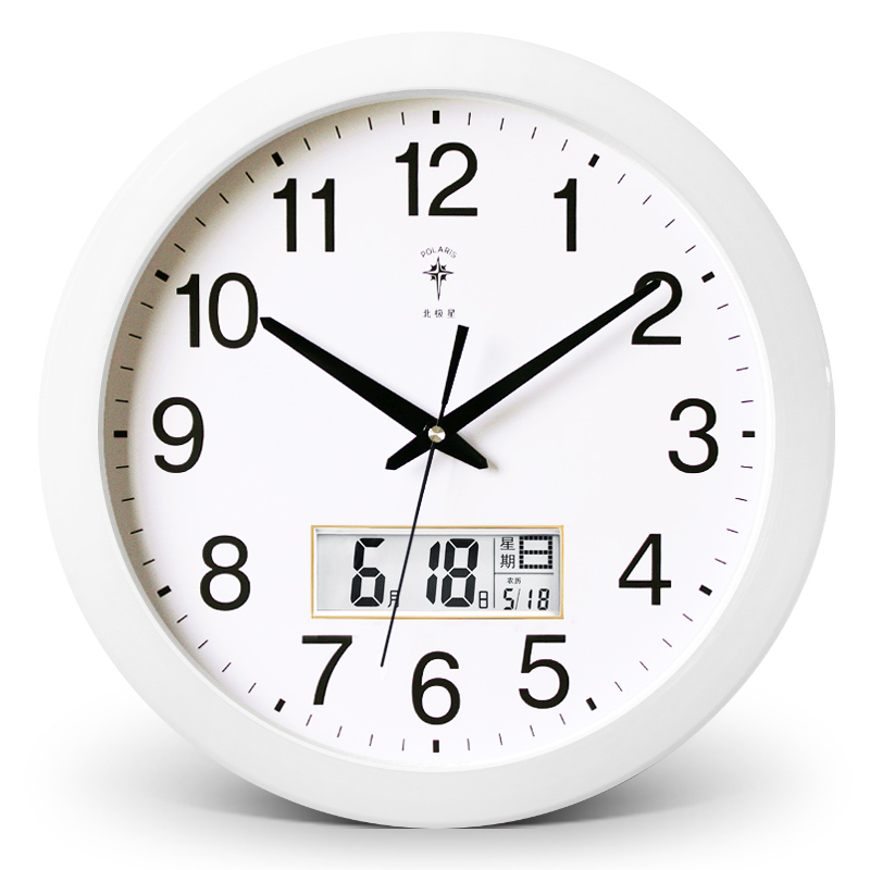 北极星polaris16英寸家用钟表简约大气夜光客厅大挂钟现代创意挂表