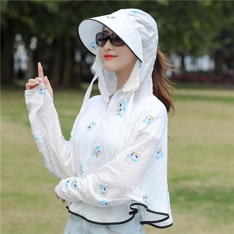 盛世尼曼夏季新款连体防晒衣帽骑车电瓶车透气遮脸紫外线遮阳帽百搭
