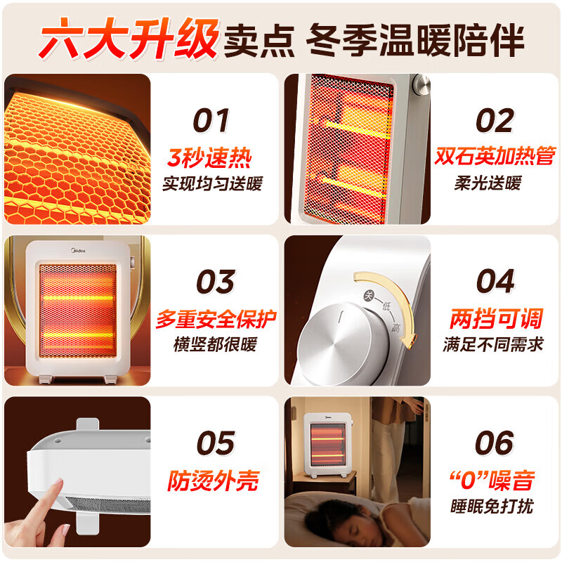 美的(Midea)小太阳取暖器家用节能电暖器台式电热器暖气机办公室烤火炉取暖器 NPS-MH ZH高清大图